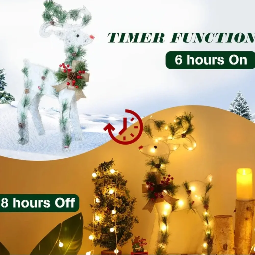 LED Battery Operated Christmas Reindeer Decor with Timer by AJ SouthernCharm - Picture 3 of 3